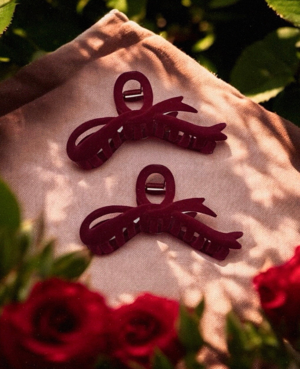 Cranberry Bog Velour Hair Claw Clip