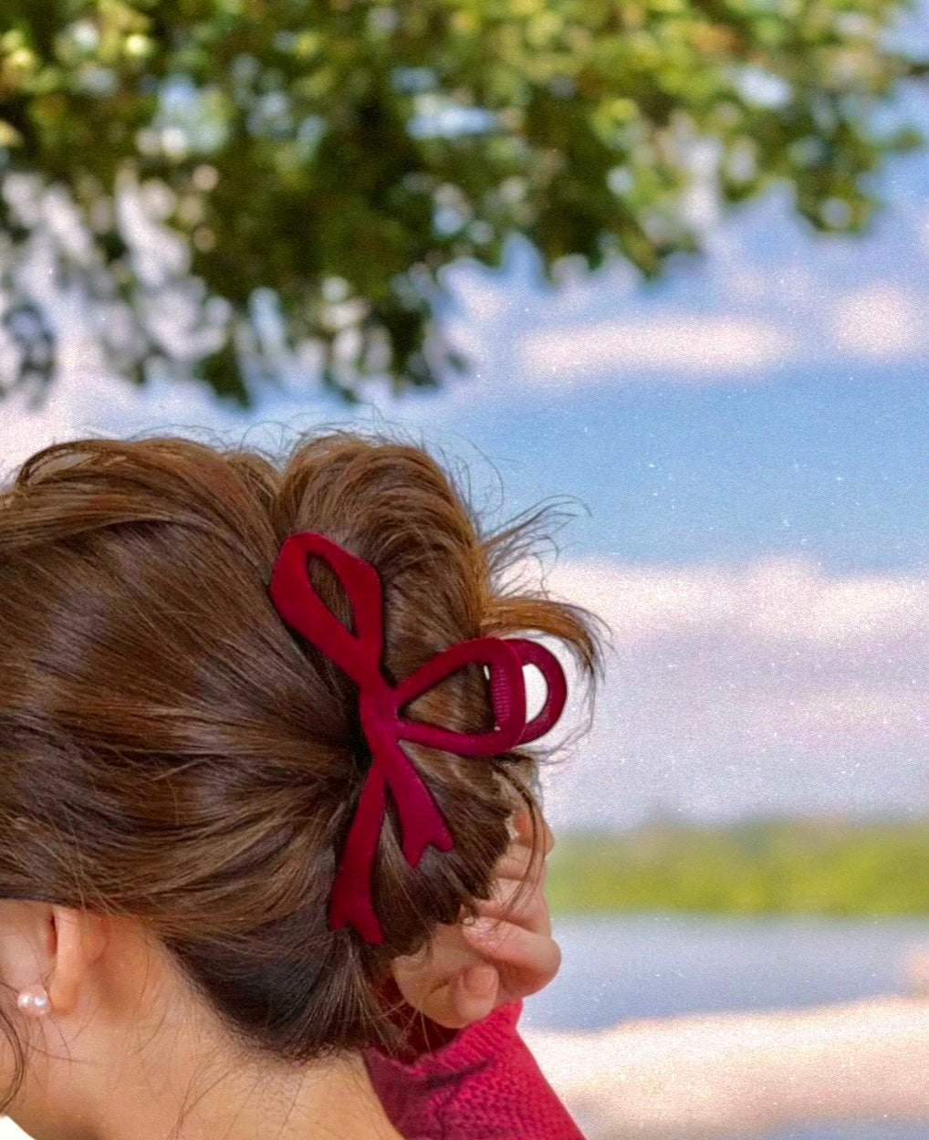 Cranberry Bog Velour Hair Claw Clip
